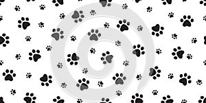 Dog Paw seamless pattern footprint vector cat pet scarf isolated cartoon repeat wallpaper tile background illustration design