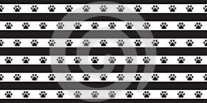 Dog paw seamless pattern footprint vector stripes french bulldog icon cartoon scarf isolated repeat wallpaper tile background illu
