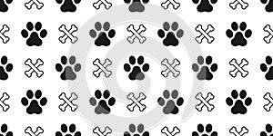 Dog Paw Seamless pattern vector bone Cat Paw puppy kitten cartoon isolated repeat wallpaper tile background