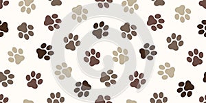 Dog Paw Seamless Pattern vector Cat paw foot print isolated wallpaper background backdrop brown