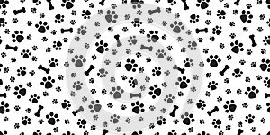 Dog Paw Seamless pattern vector dog bone isolated puppy cat wallpaper background white