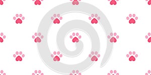 Dog Paw seamless pattern vector footprint heart valentine kitten puppy tile background repeat wallpaper isolated illustration pink