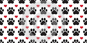 Dog Paw seamless pattern vector footprint heart valentine puppy cat tile background repeat wallpaper scarf isolated cartoon illust