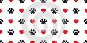 Dog Paw seamless pattern vector heart valentine french bulldog footprint cartoon tile background repeat wallpaper scarf isolated i