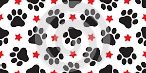 Dog Paw seamless pattern vector star footprint pet cat scarf isolated repeat wallpaper cartoon tile background design