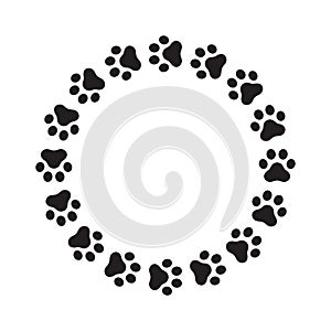 Dog paw vector footprint icon isolated logo french bulldog cat foot character cartoon symbol illustration doodle design