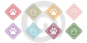 dog paw vector footprint icon logo diamond square pastel color cat kitten pet puppy doodle cartoon character illustration symbol