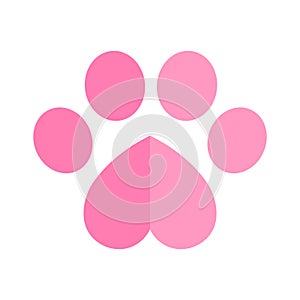 Dog paw vector footprint icon logo heart valentine graphic symbol illustration
