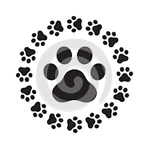 Dog paw vector footprint icon logo isolated french bulldog cat foot character cartoon symbol illustration doodle design