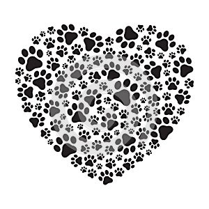 Dog paw vector heart icon valentine logo symbol french bulldog cartoon illustration graphic simple clip art