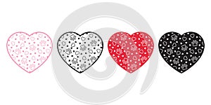 Dog paw vector heart valentine footprint icon french bulldog logo symbol cartoon character doodle illustration doodle design
