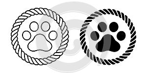 Dog paw vector icon footprint rope logo french bulldog cartoon symbol character illustration doodle design clip art