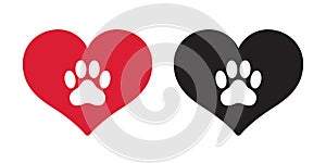 Dog paw vector icon heart logo symbol french bulldog valentine cartoon illustration clip art graphic simple