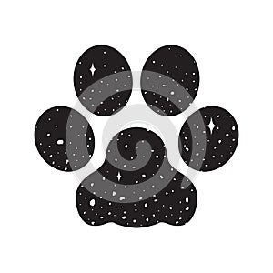 Dog paw vector icon logo bulldog space night sky illustration graphic cartoon wallpaper background
