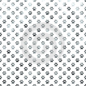 Dog Paw White Silver Metallic Foil Polka Dot Paws Background
