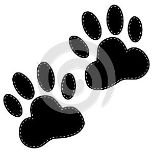 Dog paws following illustration on a white background