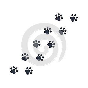 Dog paws footprints. vector symbol on white background