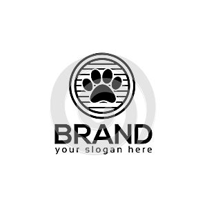 Dog paws logo vector. Flat logo design.