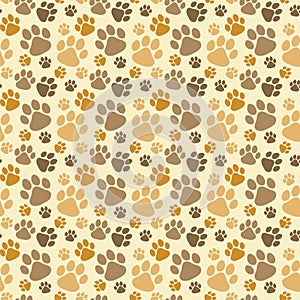 Dog paws seamless background