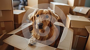 The dog in the box.AI generated image