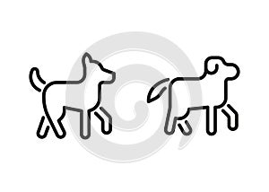 Dog pet shepherd and labrador, line icon. Domestic canine animal. Dog friend. Vector outline