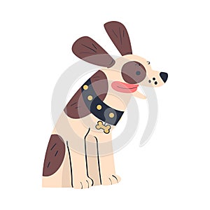 Dog Pet with Stick Out Tongue Looking Out of Car Window Traveling on Back Seat Vector Illustration