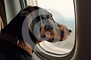 dog on the plane looking out the window generative ai