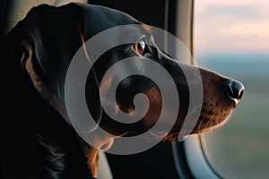 dog on the plane looking out the window generative ai