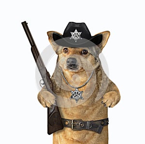 Dog policeman in cowboy hat 2