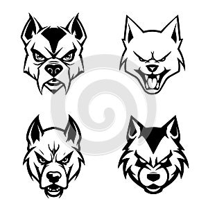 Dog portrait monochrome vector