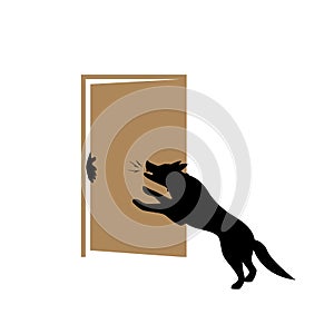 Dog protecting home from thieves silhouette photo