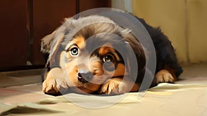 Dog puppy in a charming digital illustration - AI Illustrated Content