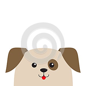 Dog puppy head looking up. Cute cartoon character. Pet baby collection.