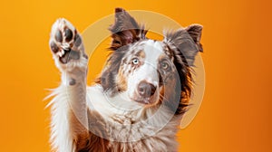 The dog with raised paw.AI generated image