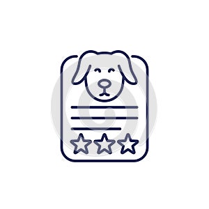 dog rating line icon on white