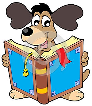 Dog reading book