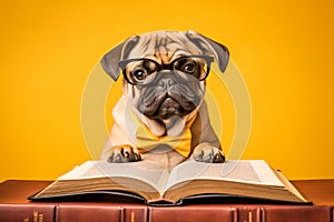 Dog reading book. Generate Ai