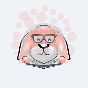 Dog reading book mascot cartoon vector