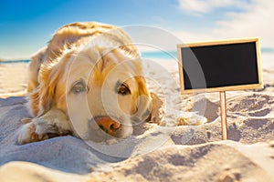 Dog retired at the beach