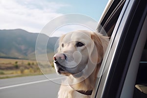 Dog on a road trip, Generative AI