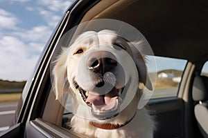 Dog on a road trip, Generative AI