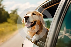 Dog on a road trip, Generative AI