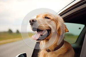 Dog on a road trip, Generative AI