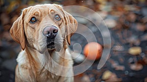 Dog Running Towards Red Ball in Grass