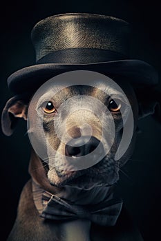 a Dog’s face with different expressions, emotions, and props like a top hat, sunglasses, or a bow tie, realistic AI-generated