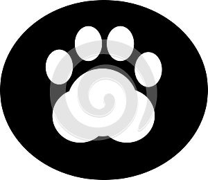 Dog`s footprints with blck background vector icon or logo