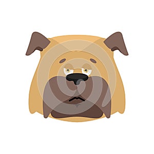 Dog sad emoji. Pet sorrowful emotions. bulldog dull. Vector illustration