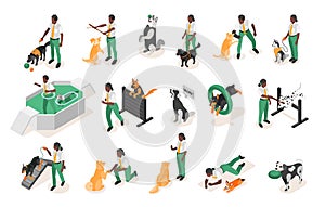 Dog School Isometric Icons