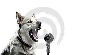 dog screams into the microphone