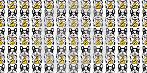 Dog seamless pattern french bulldog lucky cat japan Maneki Neko vector scarf isolated tile background repeat wallpaper cartoon pet